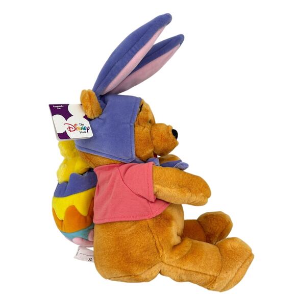 Disney Store Winnie Pooh Bear Plush Easter Egg Backpack Chick Bunny Ears 12 Inch - Picture 1 of 11